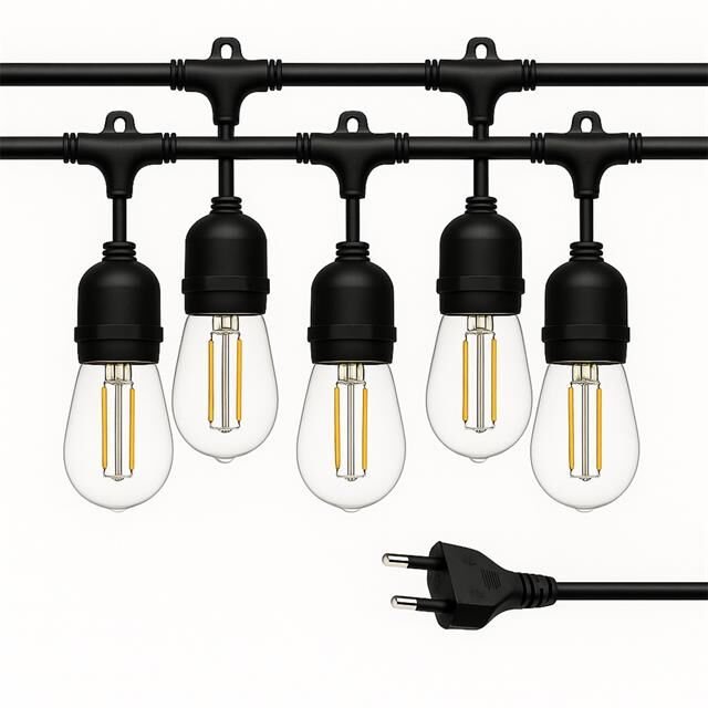 Ledx KB00001 5'li E27 Duy Sıralı 5 Metre Lamba Kablosu (5 Adet Duy İçerir)