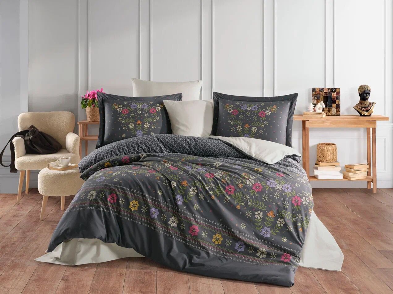 Hobby Çift Kişilik Poplin Nevresim Clarice Gri