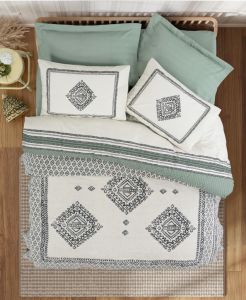 Cotton Box Çift Kişilik Battaniyeli Nevresim Takımı Hardy Yeşil