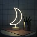 Dekoratif Pilli Ay Tasarımlı 3D Neon Led Masa Ve Gece Lambası