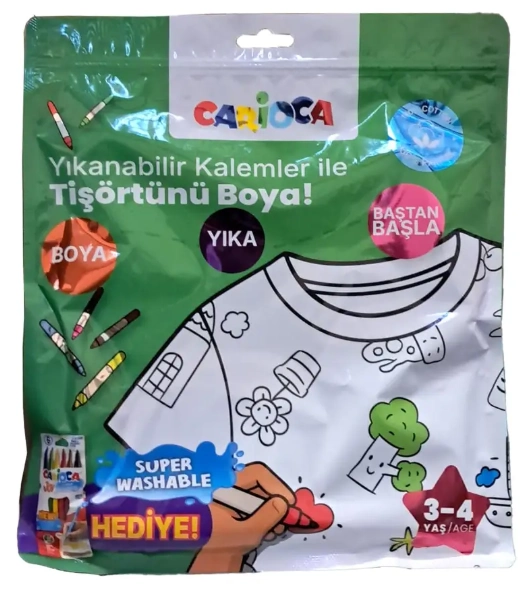 Kalem Hediyeli Boyanabilir Tişört 3-4 Yaş