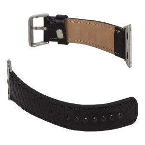 Apple Watch Uyumlu Deri Kordon 42-44-45mm Kroko Siyah
