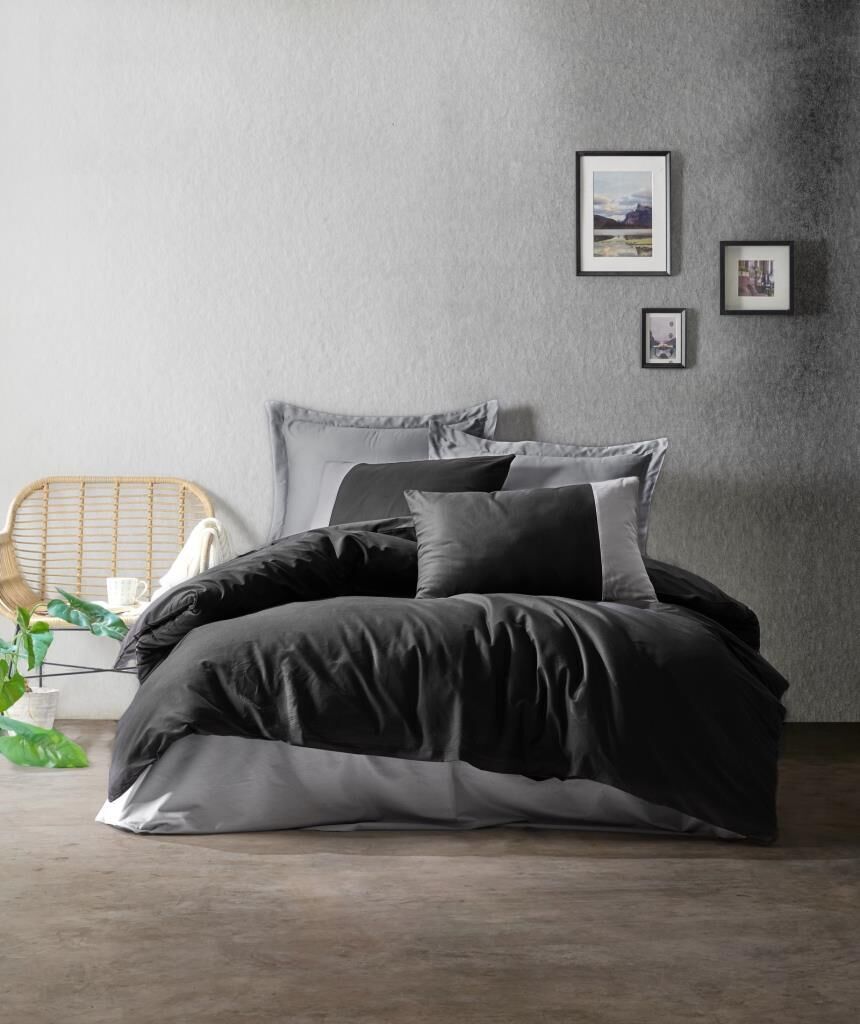 Cotton Box Plain Tek Kişilik Nevresim Takımı Siyah Gri