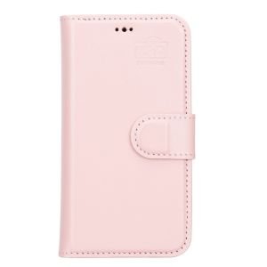 Apple iPhone 13 Mini Uyumlu Deri Cüzdanlı Kılıf NU2 Pembe