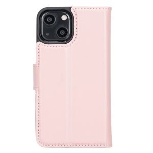 Apple iPhone 13 Mini Uyumlu Deri Cüzdanlı Kılıf NU2 Pembe