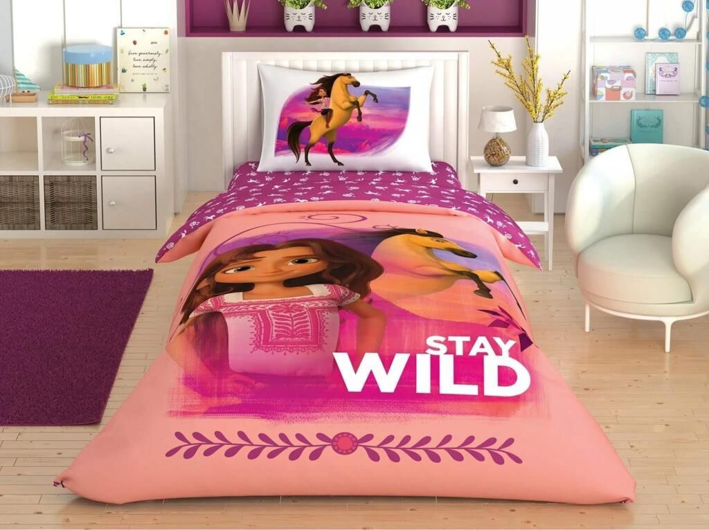 Taç Lisanslı Spirit Stay Wild Tek Kişilik Nevresim Takımı