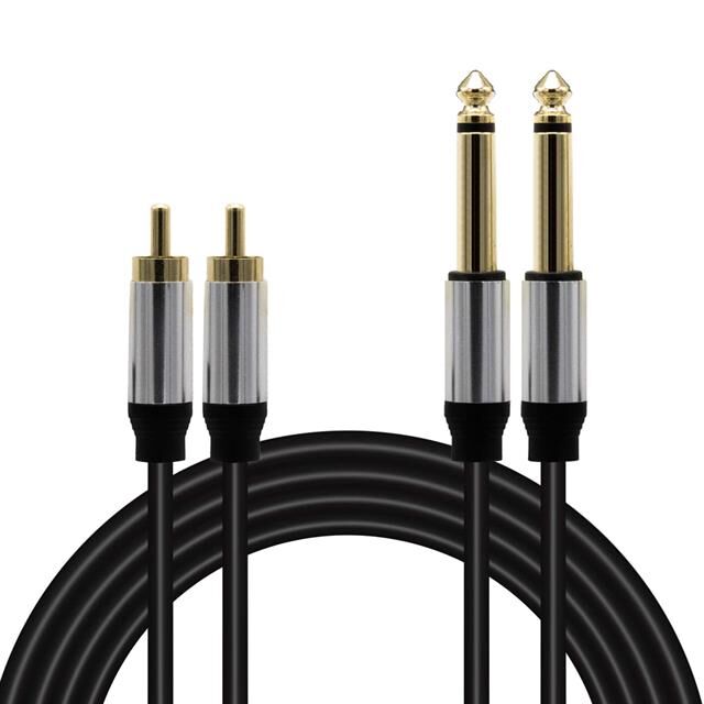 MagicVoice LD398 5 Metre Çift RCA - Çift 6.35mm Mono Jak Stereo Mixer Ses Kablosu