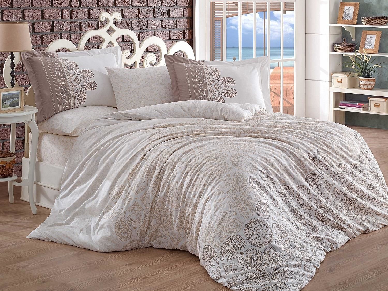 Hobby Çift Kişilik Poplin Nevresim İrene Bej