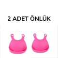 Çocuk Bebek Mama Önlüğü Dökülme Engelleyici Bükülebilir Pembe