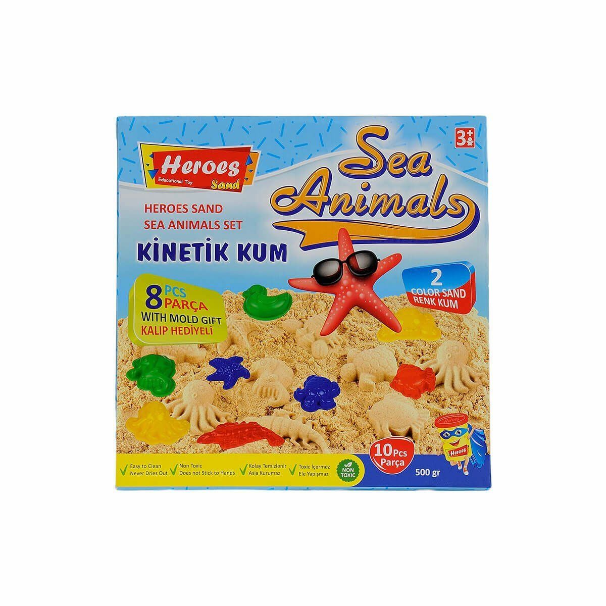 KUM-040 500gr Heroes Kinetik Kum Deniz Hayvanlı Kalıplı Set 