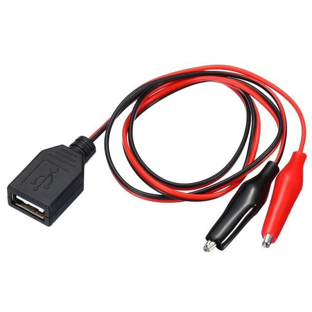 Powermaster PM-28659 USB Dişi - Küçük Krokodil Uçlu 5V 2A Test Kablosu 60 CM