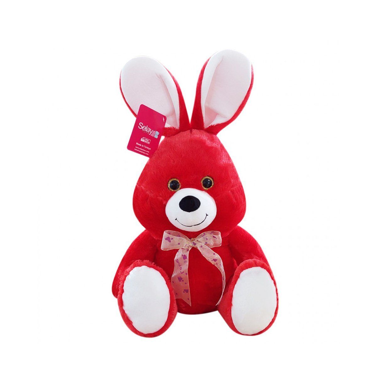 1554Kr Selay, Oturan Sevimli Tavşan 37 Cm Kırmızı