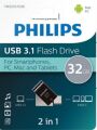 Philips FM32DC152B/00 32Gb 2 IN 1 TYPE-C/USB 3.1 Siyah Gri USB Bellek