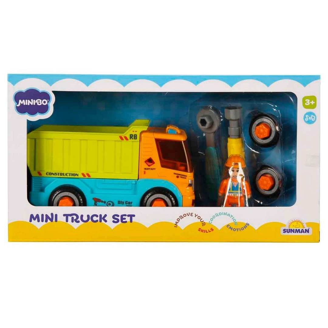 Minibo Sesli ve Işıklı Figürlü Sök Tak Mini Kamyon Seti S00005226