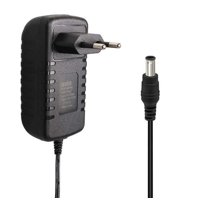 Weko WK-24327 12 Volt - 2.5 Amper 5.5*2.5 Uçlu Yerli Üretim Plastik Kasa Priz Tipi Adaptör