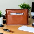 Leeds 16 inç MacBook Ve Pc Uyumlu, Hakiki Deri, El Yapımı Kılıf, Gölgeli Taba