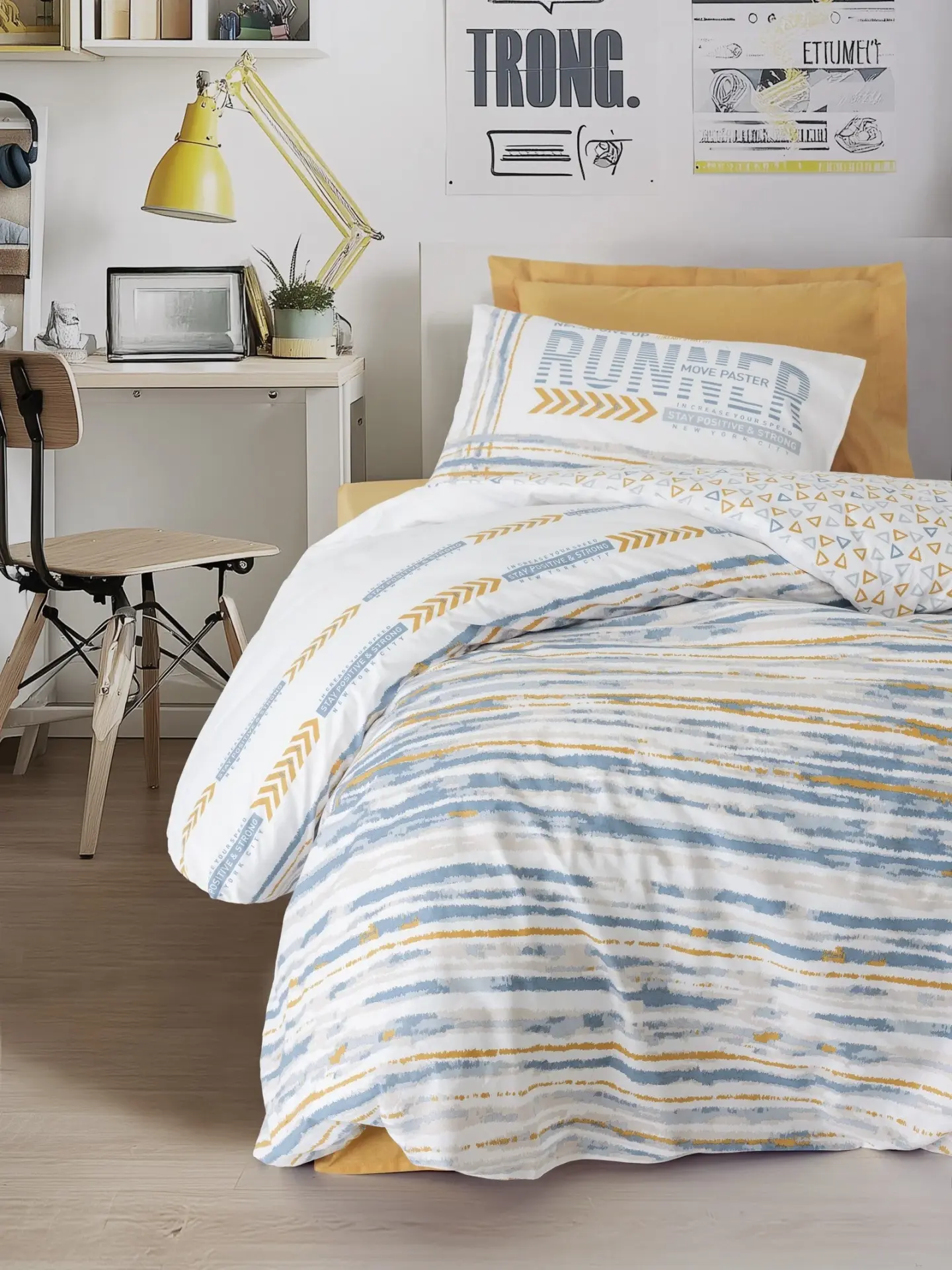 Cotton Box Genç Ranforce Nevresim Takımı Tek Kişilik Dashon Sarı