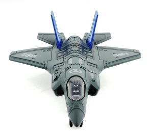 Çek Bırak Metal F-35 Benzeri Gri Savaş Uçağı Sesli Işıklı