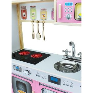 T1013 Ahşap Buzdolaplı Mutfak Pembe 