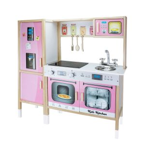 T1013 Ahşap Buzdolaplı Mutfak Pembe 