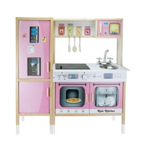 T1013 Ahşap Buzdolaplı Mutfak Pembe 