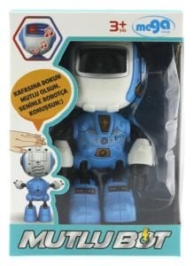 Dekoratif Sesli Işıklı Mini Sevimli Mavi Robot