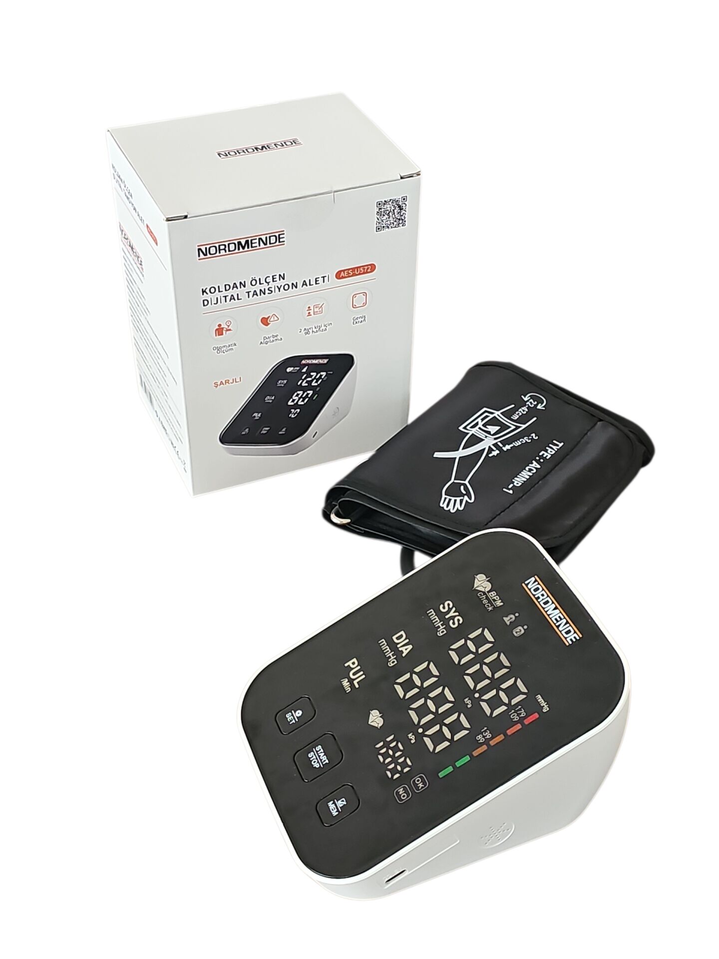 Türkçe Konuşan Şarjlı Dijital Tansiyon Aleti | Büyük LCD Ekran, Otomatik Kol Tipi, Hafızalı