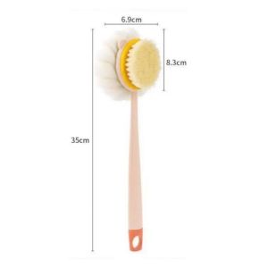 Banyo Lifi ve Süngeri 2 si 1 Arada Çift Taraflı Uzun Saplı Fırçalı Banyo Vücut Sırt Fırçası Banyo Lifi