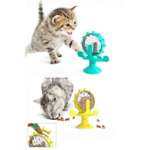 Vantuzlu Zilli İnteraktif Dönebilen Mama Kaplı Renkli Eğlenceli Eğitici Kedi Oyuncağı - Stokta Olan Renk Gönderilir
