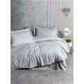 Cotton Box Stripe Elegant Gri Çift Kişilik Saten Nevresim Takımı