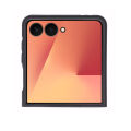Samsung Galaxy Z Flip7 Uyumlu, Hakiki Deri, El Yapımı Arka Kapak Parlak Siyah