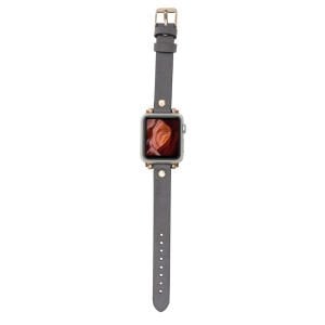 Apple Watch Uyumlu Deri Kordon 38-40-41mm GT RST9 Gri