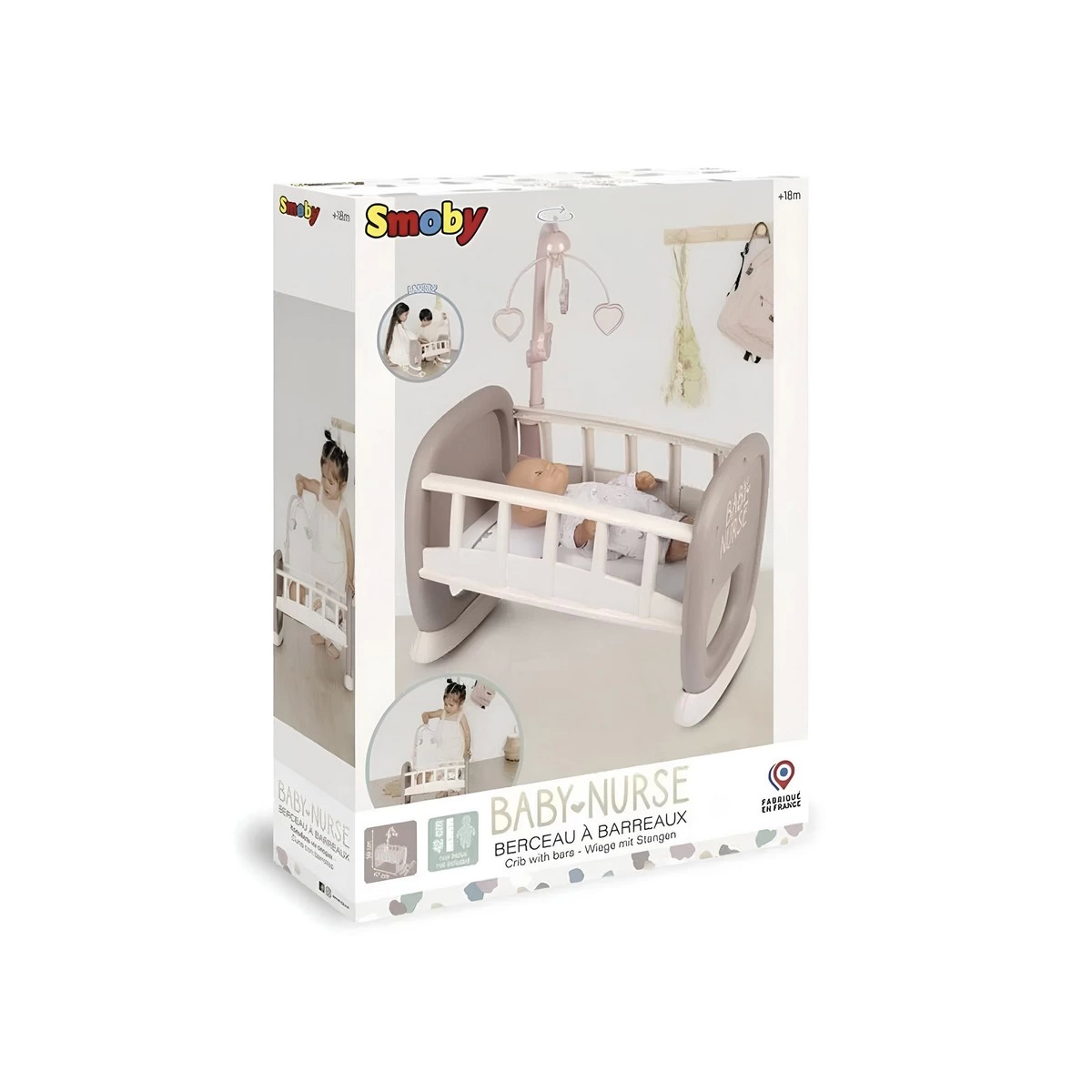 Smoby Baby Nurse Sallanan Dönenceli Bebek Beşiği 220372  ***OYUNCAKTIR***