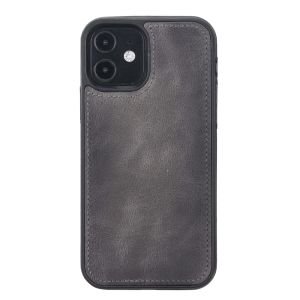 Apple iPhone 12 Pro Uyumlu Deri Cüzdanlı Kılıf VS4EF Gri
