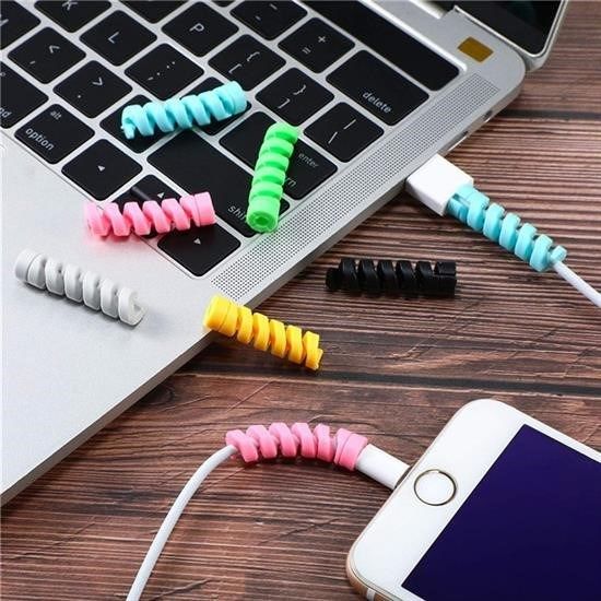 4lü Apple, Android Şaj Kablosu Koruyucu Silikon Spiral Yay Aparat - 1 Adet Fiyatıdır