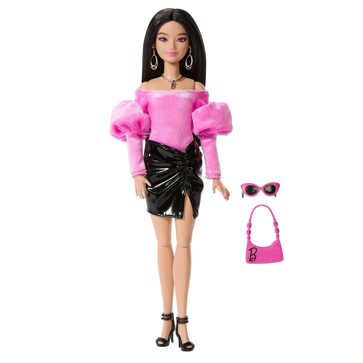 JJN76 Barbie DELUXE STYLE - Siyah Metalik Elbise