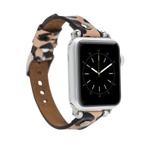 Apple Watch Uyumlu Deri Kordon 42-44-45mm ST Leopar NE