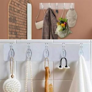 5 'li Güçlü Yapışkanlı Şeffaf Duvar Askısı Banyo Mutfak Düzenleyici Pratik Askılık