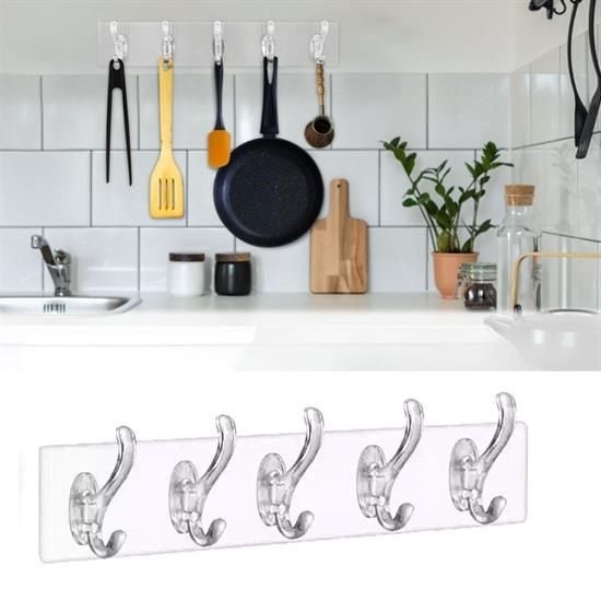 5 'li Güçlü Yapışkanlı Şeffaf Duvar Askısı Banyo Mutfak Düzenleyici Pratik Askılık