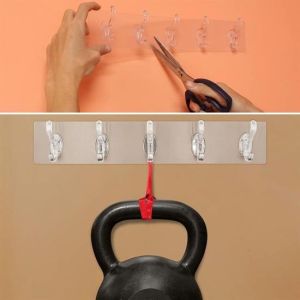 5 'li Güçlü Yapışkanlı Şeffaf Duvar Askısı Banyo Mutfak Düzenleyici Pratik Askılık