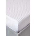 Nevresim Dünyası Basic Stripe Çift Kişilik Fitted Micro Saten Çarşaf ve 2 Yastık Kılıfı Beyaz