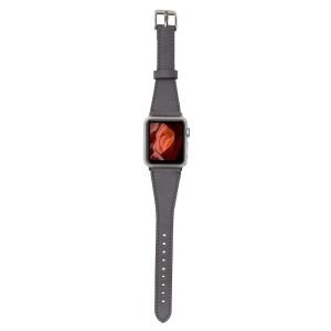 Apple Watch Uyumlu Deri Kordon 42-44-45mm Slim RST9 Gri