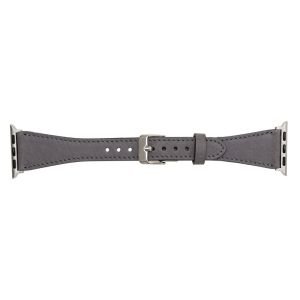 Apple Watch Uyumlu Deri Kordon 42-44-45mm Slim RST9 Gri
