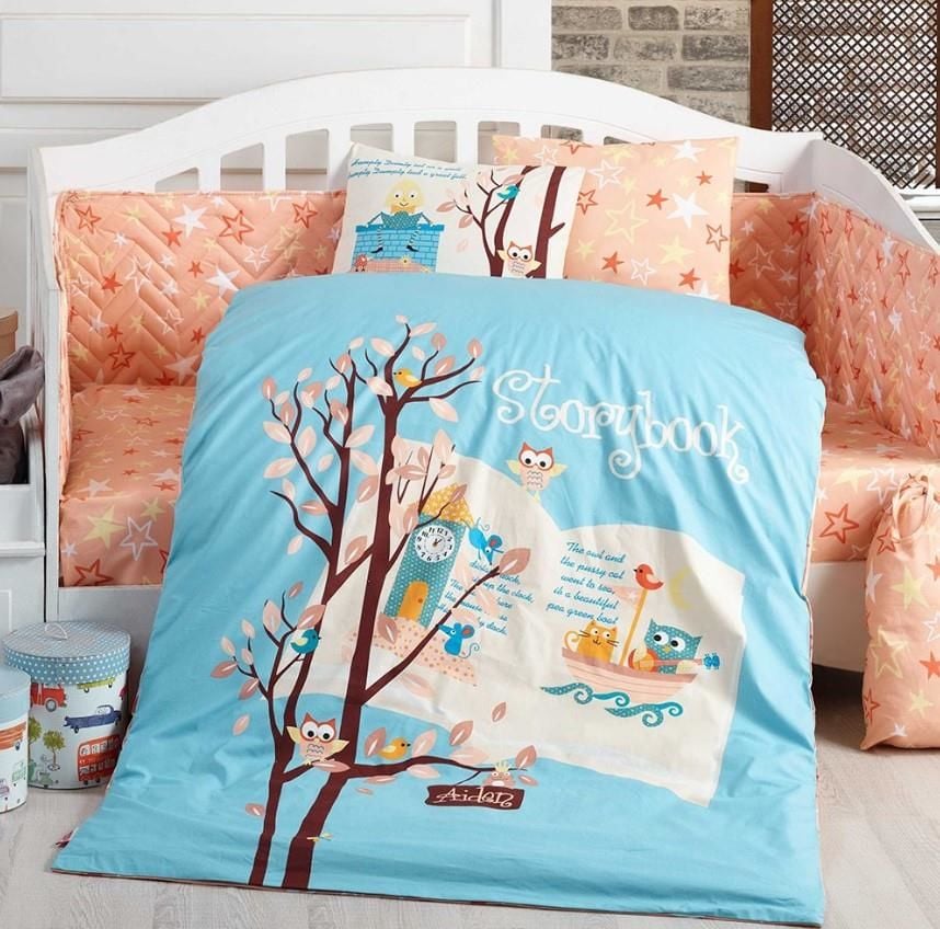Hobby Dream Clock Mavi Poplin Bebek Nevresim Takımı