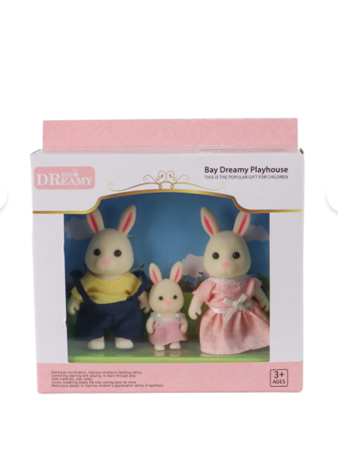 Bay Dreamy 3 lü Tavşan Ailesi Figür Seti