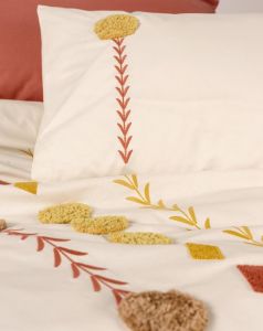Cotton Box Puff Nakışlı Ranforce Çift Kişilik Nevresim Takımı Amaris Kiremit