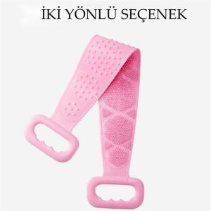 Çift Taraflı Banyo Hamam Lifi Silikon Masajlı Yumuşak Duş Lifi Uzun Ömürlü Hazır Banyo Kesesi -1 Adet Stokta Olan Renk Gönderilir
