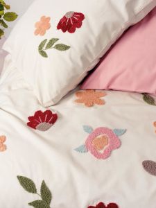 Cotton Box Puff Nakışlı Ranforce Çift Kişilik Nevresim Takımı Blossom Somon