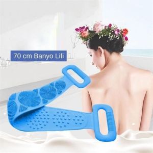 Çift Taraflı Banyo Hamam Lifi Silikon Masajlı Yumuşak Duş Lifi Uzun Ömürlü Hazır Banyo Kesesi -1 Adet Stokta Olan Renk Gönderilir