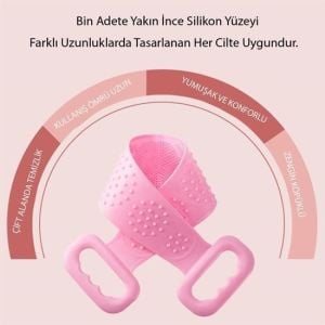 Çift Taraflı Banyo Hamam Lifi Silikon Masajlı Yumuşak Duş Lifi Uzun Ömürlü Hazır Banyo Kesesi -1 Adet Stokta Olan Renk Gönderilir